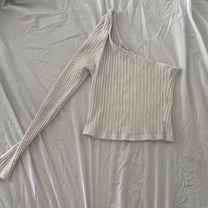 lilyful one sleeve cropped size small white